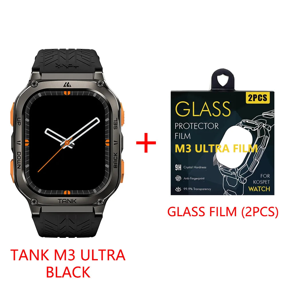 2025 Original KOSPET TANK M3 Smartwatches Men Smart Watch 480mAh AMOLED AOD Bluetooth Call Waterproof Electronic Digital Watches