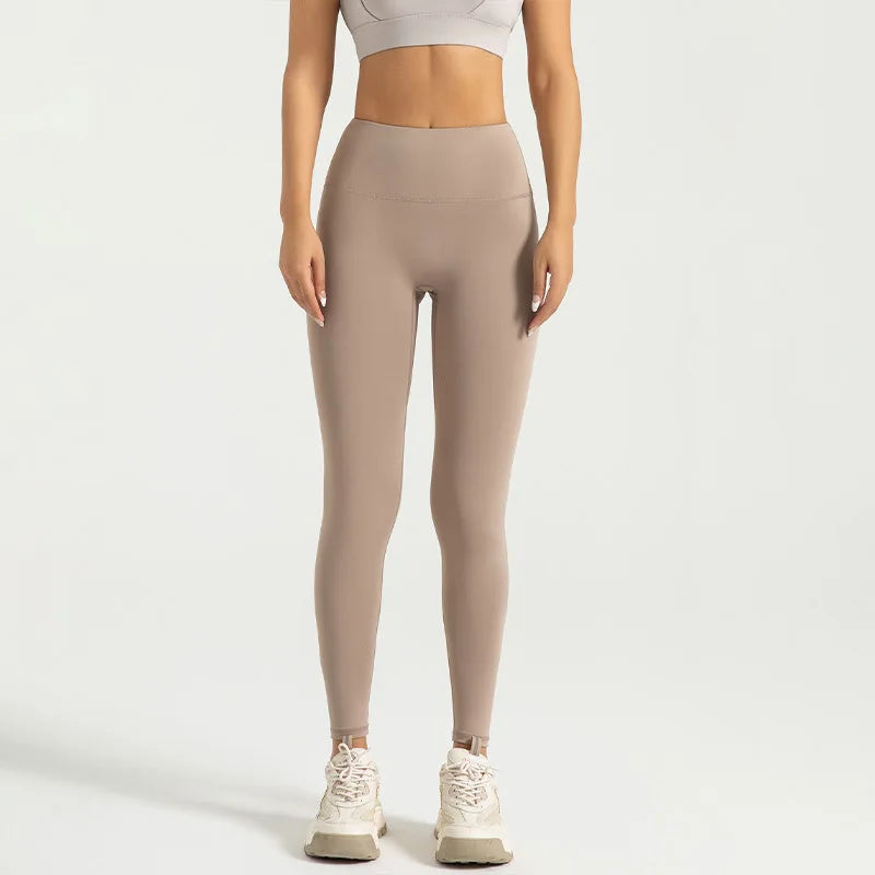 Women's Pink Tropical Print High-Waisted Yoga Leggings
