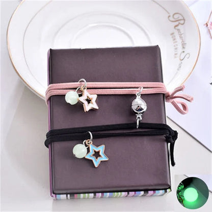 Luminous Beads Star Couple Bracelets For Women Men Charm Cat Flower Heart Key Lock Cross Matching Bracelets