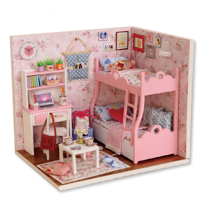 Dollhouse Miniature DIY Wooden Dollhouse Kit with Furniture with LED Light Music Sweet Time