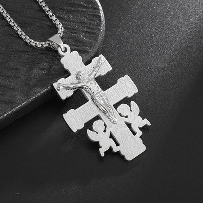 Men's Titanium Steel Stylish Trinity Cross Necklace
