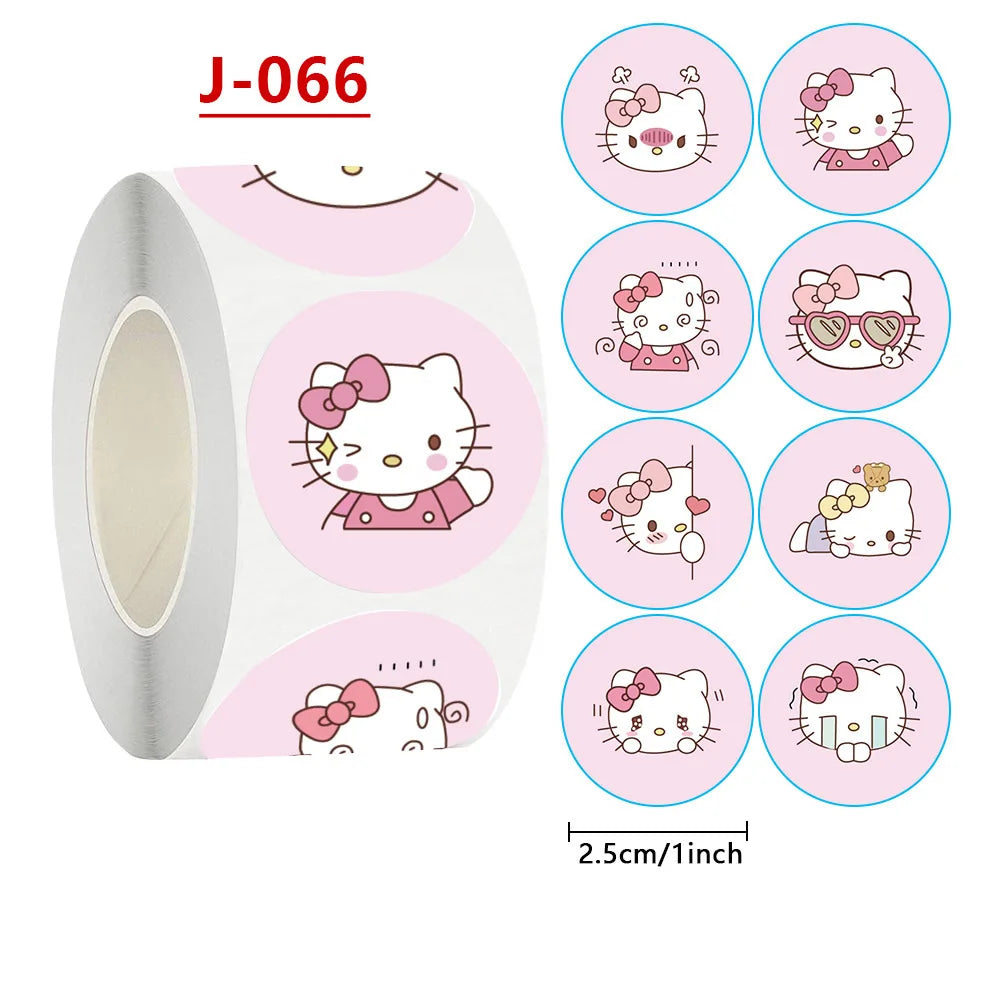 500pcs Sanrio Kawaii Sticker Roll – Hello Kitty, Kuromi & Melody Decals