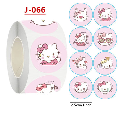 500pcs Sanrio Kawaii Sticker Roll – Hello Kitty, Kuromi & Melody Decals