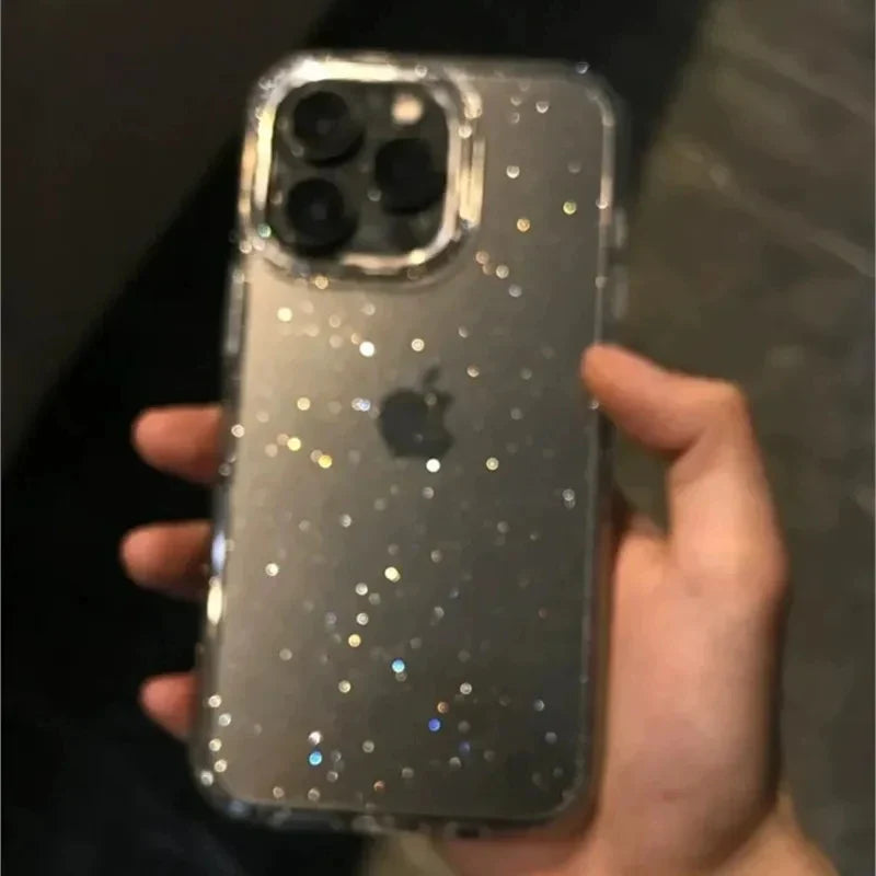 Glitter Shockproof Transparent iPhone Case – Stylish & Durable Protection