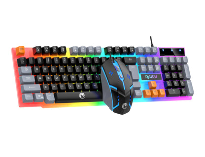 Wired Keyboard and Mouse Set - USB Luminous Mechanical Keyboard & Mouse Set for PC