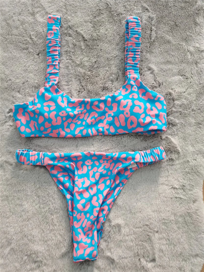 Sexy Micro Bikini Women Orange Leopard Push Up Padded Thong Swimsuit Female Cut Out Bathing Suit Swimwear