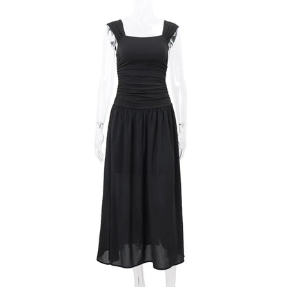 Sexy Black Maxi Dress - Summer Party Ruched Bodycon Style
