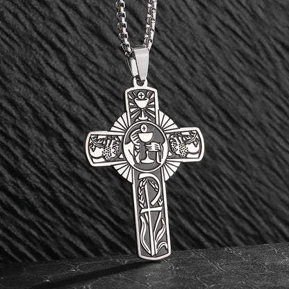 Men's Titanium Steel Stylish Trinity Cross Necklace