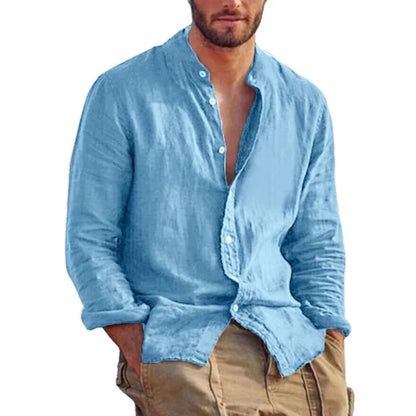 Men’s Casual Linen Shirt – Long Sleeve Button-Down with Relaxed Fit