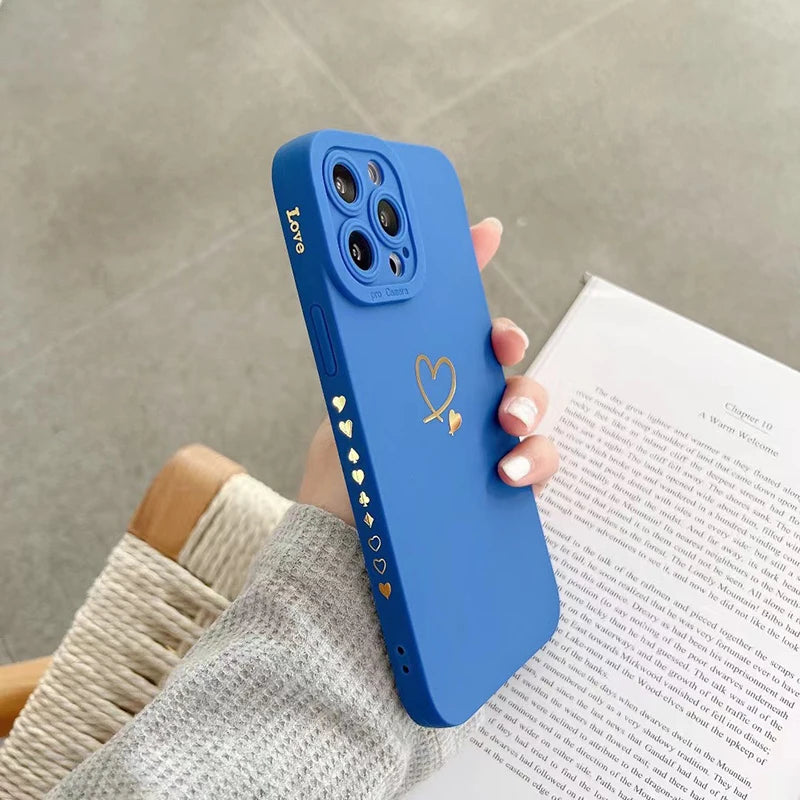 Candy Color Silicone Case With Love Heart For iPhone