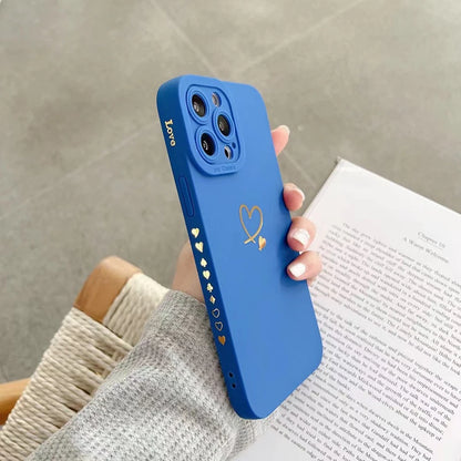 Candy Color Silicone Case With Love Heart For iPhone