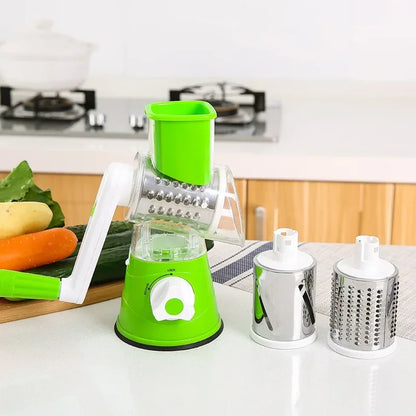 Manual Vegetable Slicer  Cheese Grater  with 3 Sharp Stainless Steel Drums