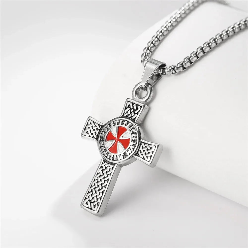 Men's Titanium Steel Stylish Trinity Cross Necklace