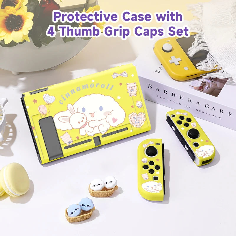 Big Eared Dog Switch Case Compatible with Nintendo Switch OLED / Switch NS,with 4 Cloud Joystick Caps
