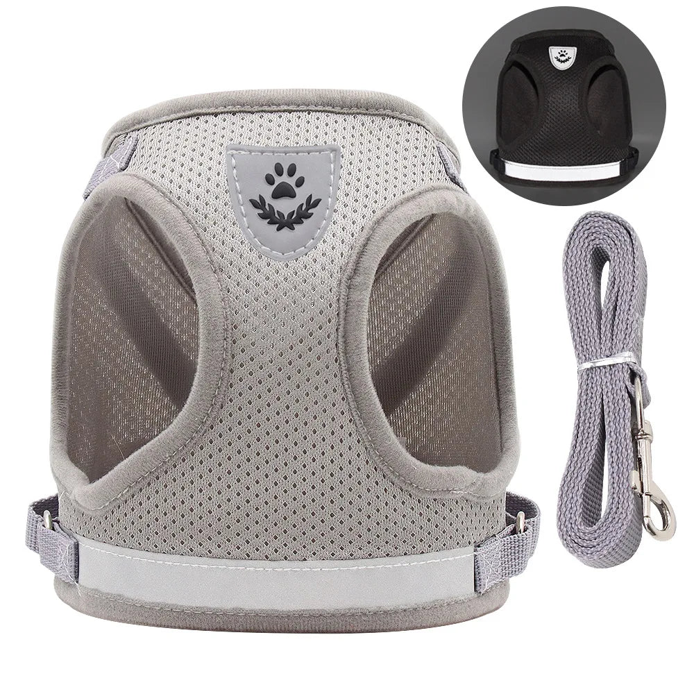 Breathable Escape-Proof Cat Harness and Leash - Adjustable Reflective Vest for Kittens and Puppies