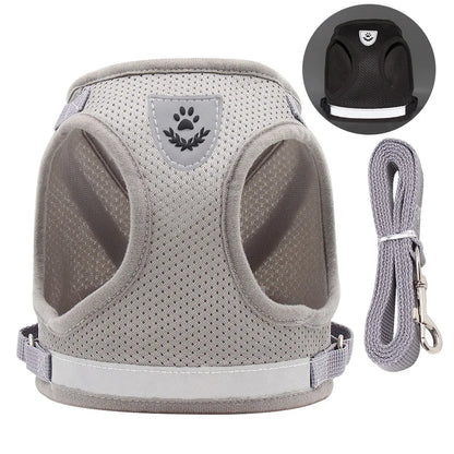 Breathable Escape-Proof Cat Harness and Leash - Adjustable Reflective Vest for Kittens and Puppies