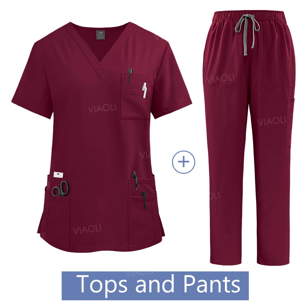 Medical Uniform Scrub Hospital Working Scrubs Set Wholesale Nursing Scrub Uniforms Women Healthcare Pharmacy Clinic Work Clothes