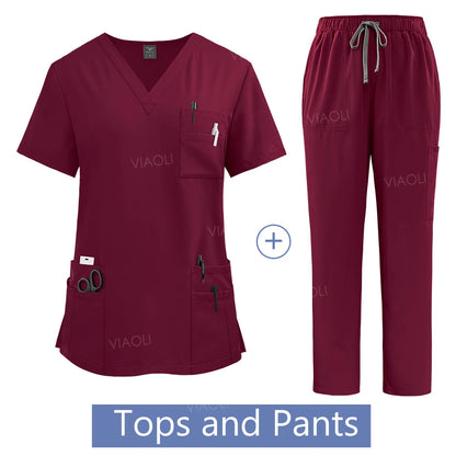 Medical Uniform Scrub Hospital Working Scrubs Set Wholesale Nursing Scrub Uniforms Women Healthcare Pharmacy Clinic Work Clothes