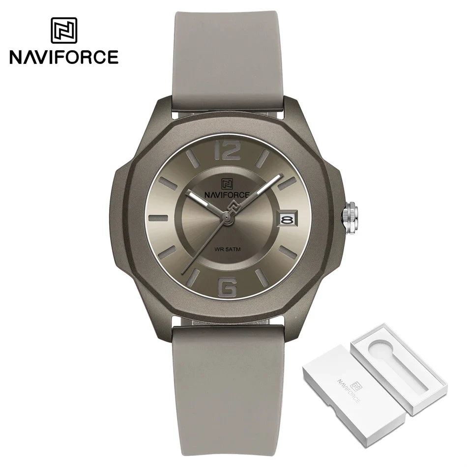 NAVIFORCE Women's Quartz Watches Silicone Strap Wrist Watch Waterproof