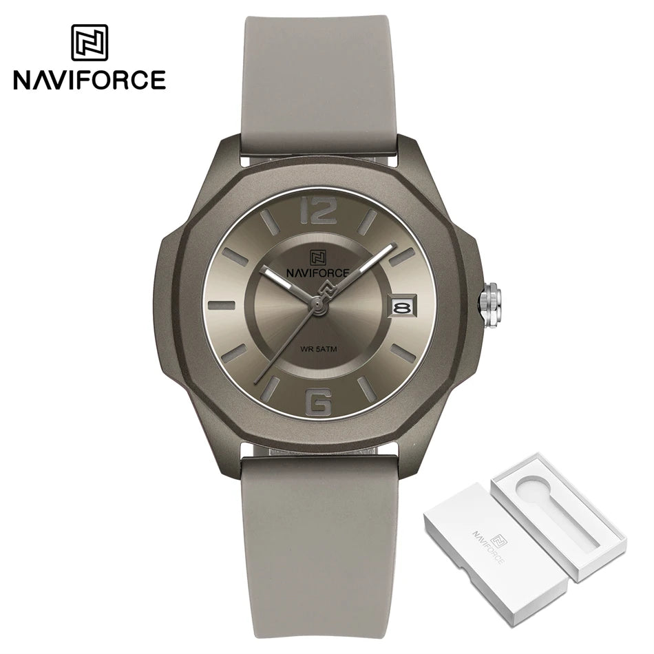 NAVIFORCE Women's Quartz Watches Silicone Strap Wrist Watch Waterproof