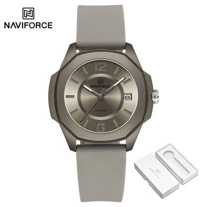 NAVIFORCE Women's Quartz Watches Silicone Strap Wrist Watch Waterproof