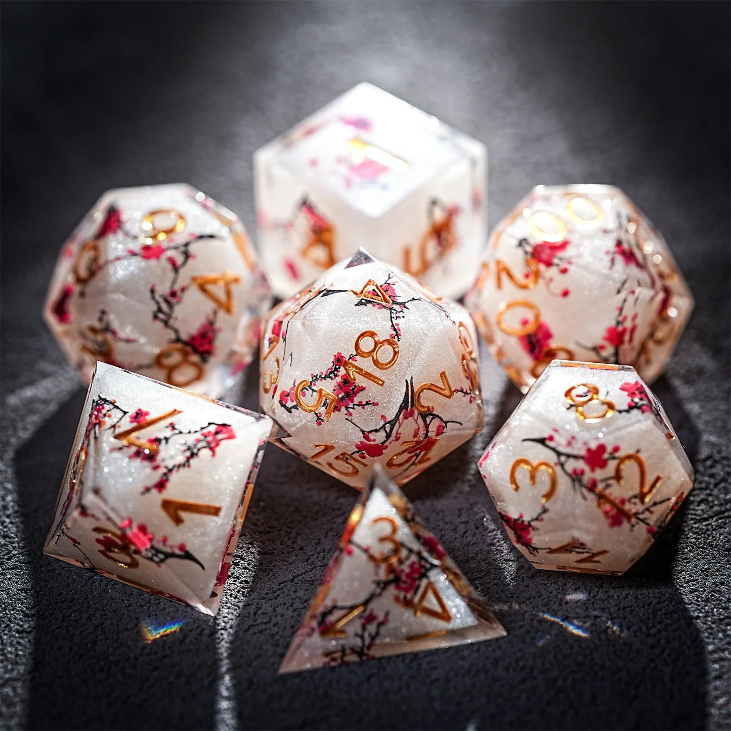 1-7pcs DND Milk White Solid Resin Black Kitten Smile Cat Dice Set Multi-sided Polyhedral Dice for D&D COC Role RPG Table Game