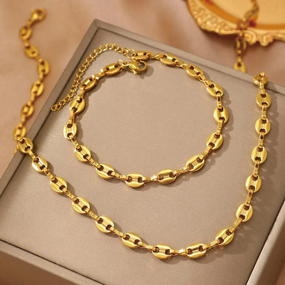Stainless Steel Minimalist Necklace and Bracelet Set