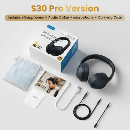 HAYLOU S30 Wireless Bluetooth 5.4 Headphones with 43dB ANC, 40mm Drivers, 80H Playtime