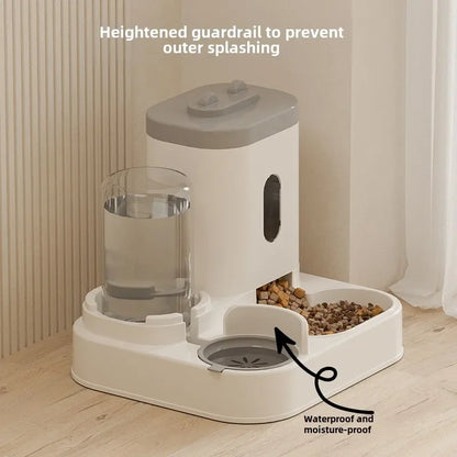 Universal Pet Feeder Station - Automatic Cat Feeder and Water Dispenser for Cats and Dogs - Easy-to-Clean Plastic Material, No Battery Required, Uncharged, Space-Saving Design