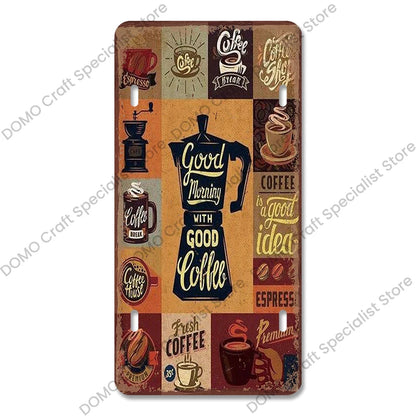 Coffee Licenses Plate Vintage Metal Tin Signs Retro Coffee Time Metal Plaques for Cafe Kitchen Living Room Home Wall Art Decor