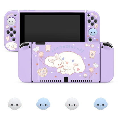 Big Eared Dog Switch Case Compatible with Nintendo Switch OLED / Switch NS,with 4 Cloud Joystick Caps