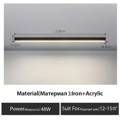 Contemporary Long Strip LED Ceiling Light Fixture for Balcony, Aisle, Bedroom, and Living Room Decor