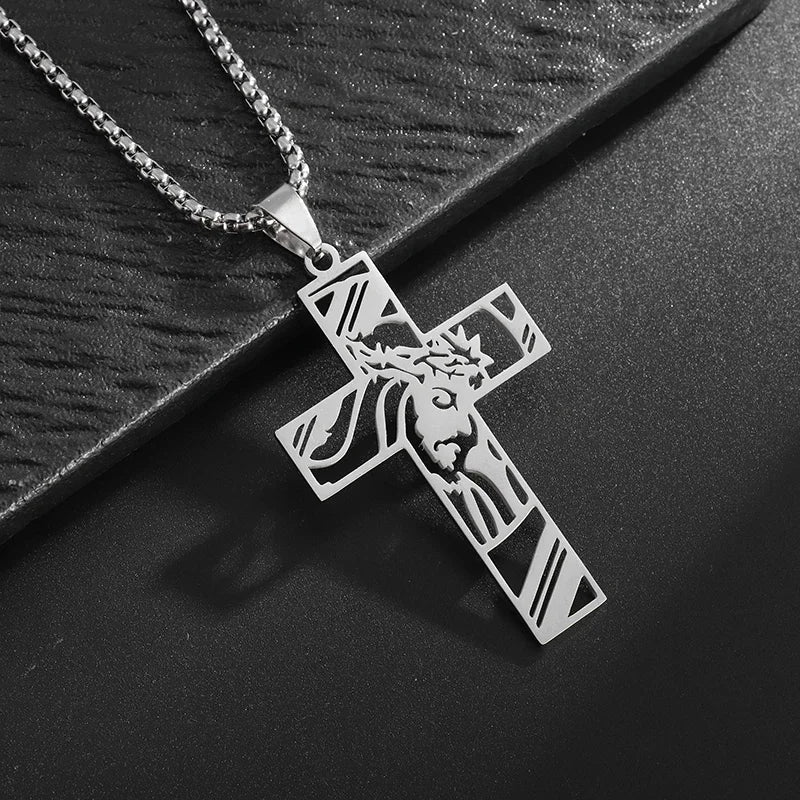 Men's Titanium Steel Stylish Trinity Cross Necklace