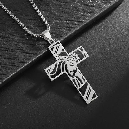 Men's Titanium Steel Stylish Trinity Cross Necklace
