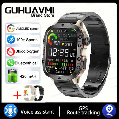 Rugged Outdoor Military Smartwatch for Men with GPS & Health Tracker