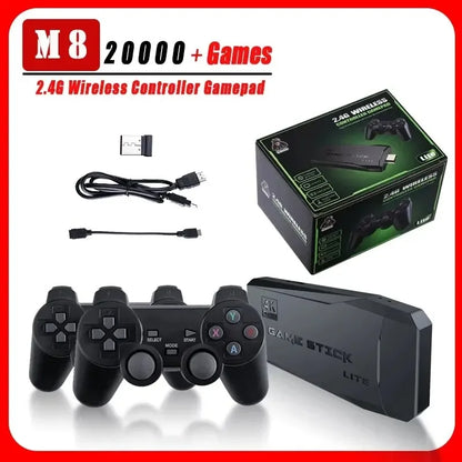 M8 4K HD Game Console 64GB – 20,000+ Games, PS1 & GBA, Wireless Controllers