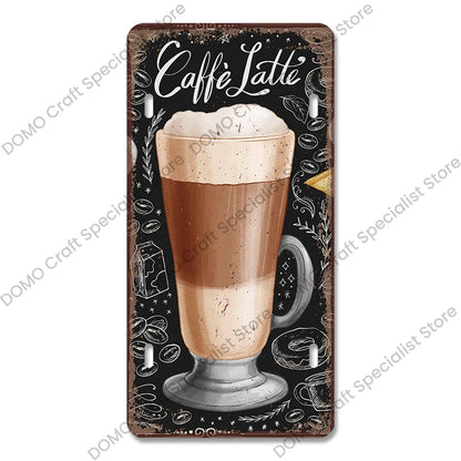Coffee Licenses Plate Vintage Metal Tin Signs Retro Coffee Time Metal Plaques for Cafe Kitchen Living Room Home Wall Art Decor