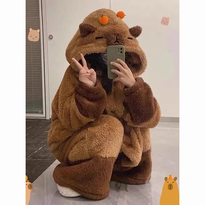 Capybara Kigurumi Onesie – Cozy Winter Pajama Costume