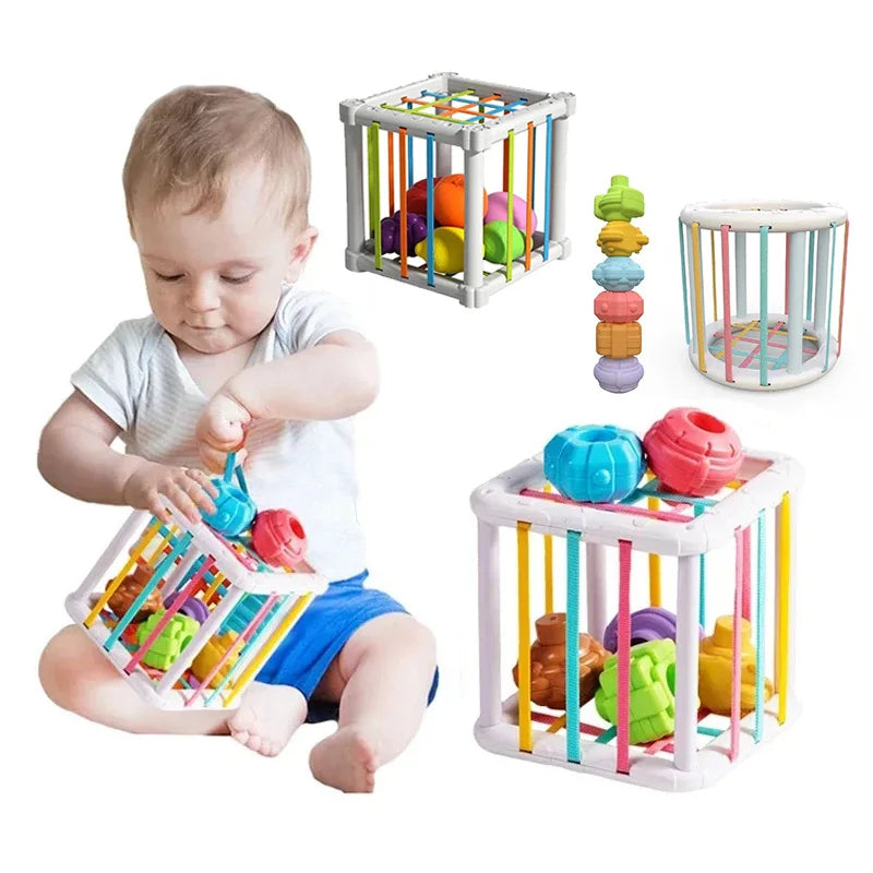 Montessori Shape Sorter Cube – Rainbow Sorting Blocks for Infants