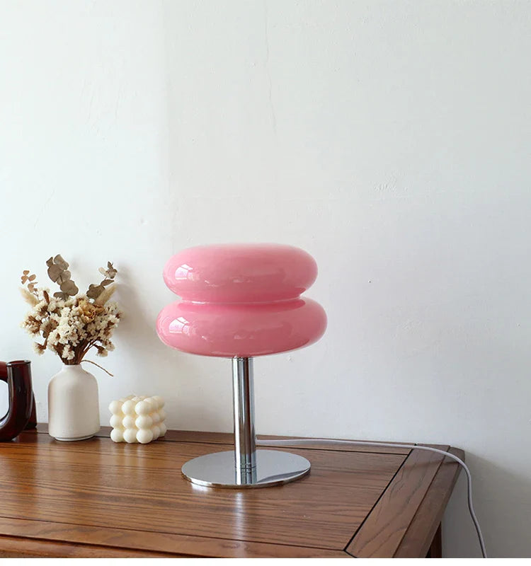 Macaron Retro Glass Table Lamp for Bedroom and Living Room