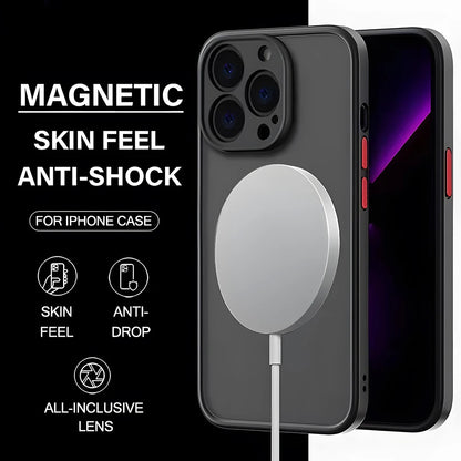 Luxury Matte For Magsafe Case For Apple iPhone 15 14 13 12 11 Pro Max Plus Magnetic Wireless Charging Soft Protection Accessorie