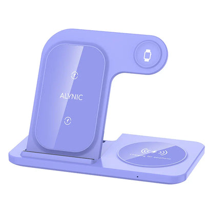 Support de chargeur rapide sans fil LED, station de charge pliable 3 en 1, iPhone 15, 14, 13, 12, 11, Apple Watch 9, 8, 7, 6, 5, Airpods Pro, 30W
