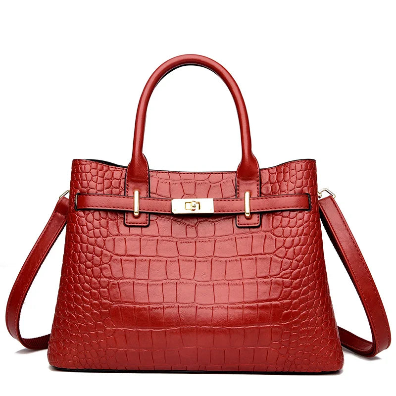 Women Leather 3 Layer Bag