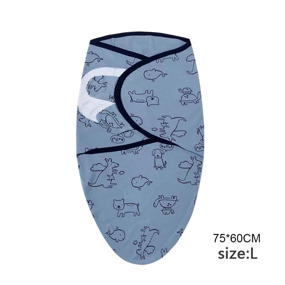 Newborn Cotton Baby Swaddle Wrap Adjustable Sleepsack Hat Set