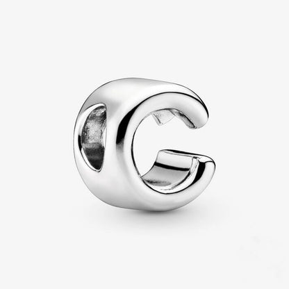 Authentic 925 Silver Plated 26 Letters A-Z Alphabet Bead Charm Fit Pan Bracelet Woman Handbag Holder