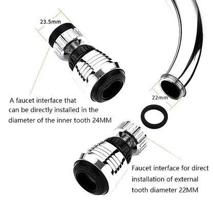 2 Mode Faucet Extender Nozzle Water Diffuser Tap Mixer Aerator Kitchen Attachment Adapter Frother Sprayer Saving Bubbler Filte