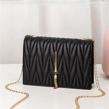 Women's Crossbody Small Square Bag V Pattern Plaid Pillow Bag