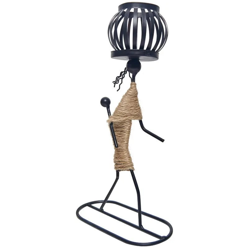 Nordic Metal Candlestick Abstract Character Sculpture Candle Holder Decors Handmade