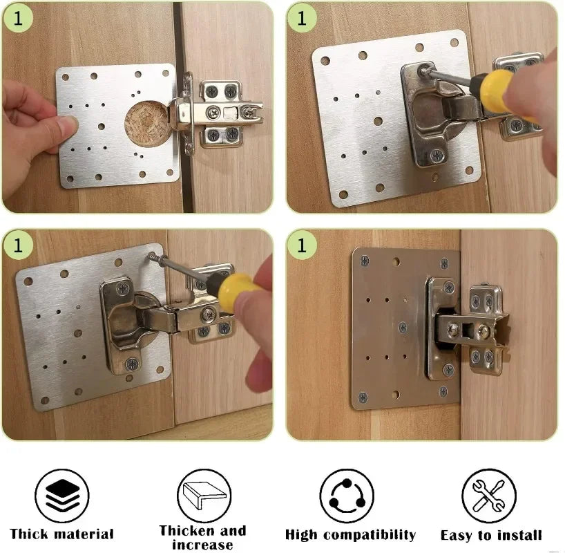 Cabinet Hinge Repair Plate Kit Kitchen Cupboard Door Hinge