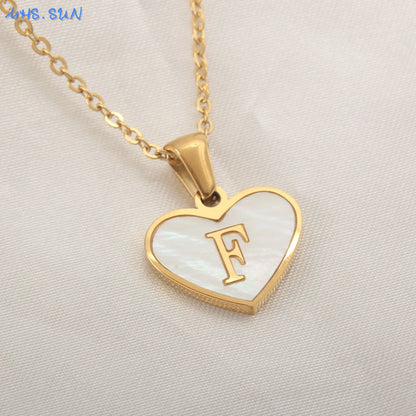 Heart Shell Initial Necklace